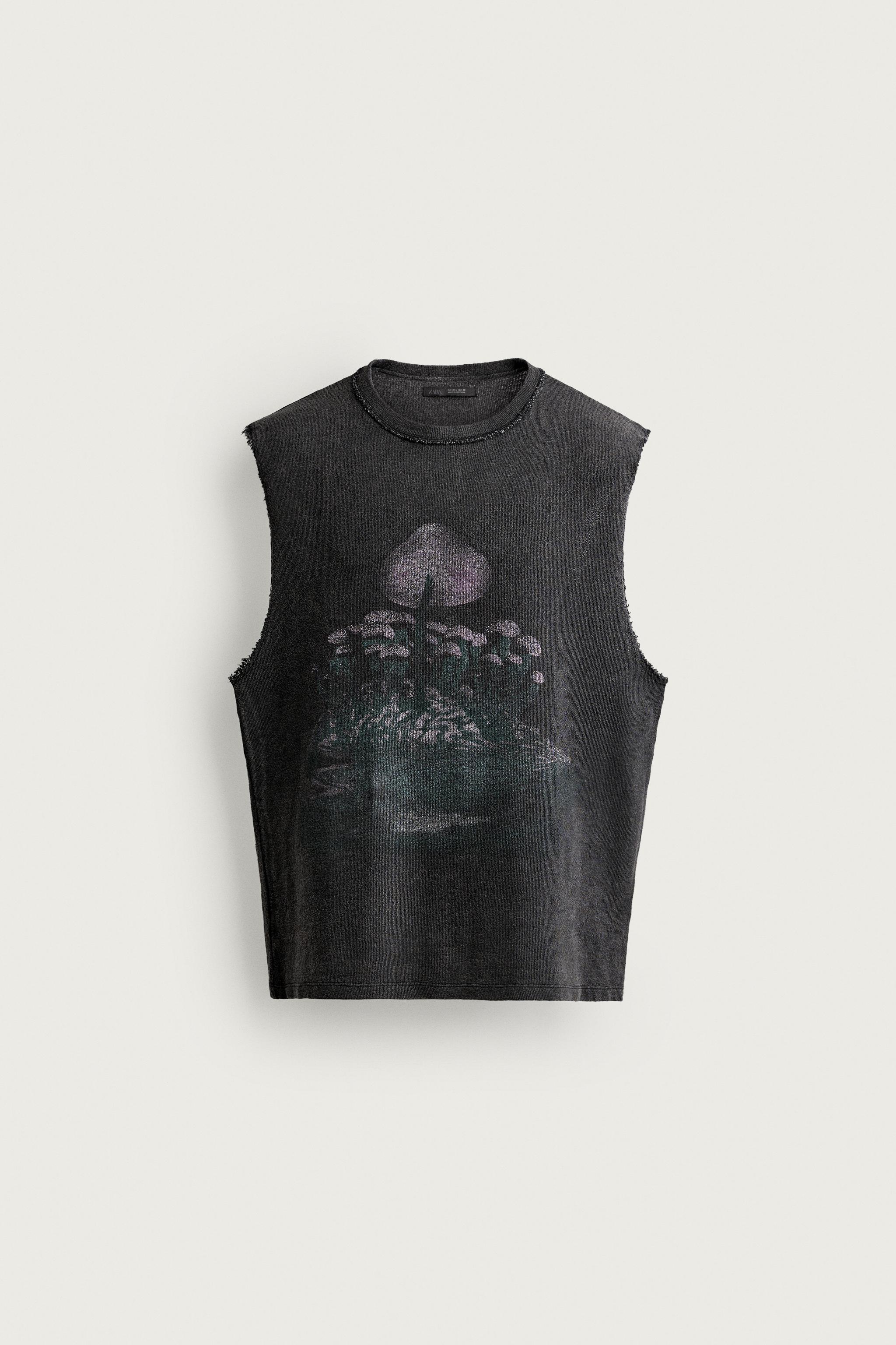 PRINTED WASHED KNIT TANK TOP
