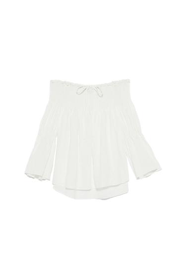 SHIRRED LINEN TOP