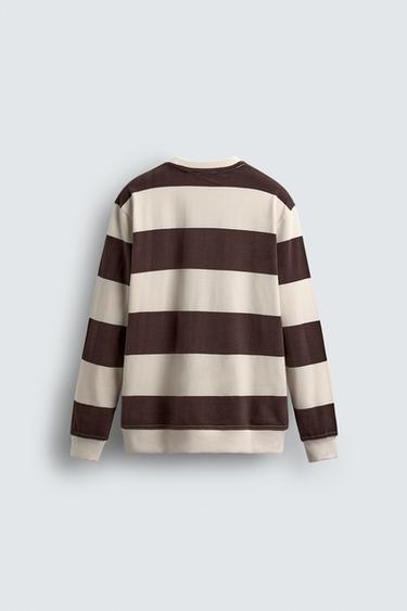 SWEAT À RAYURES CONTRASTÉES - Marron / Écru de Zara - Image 7