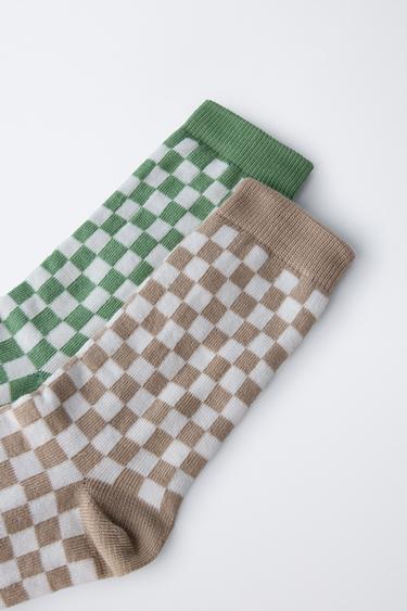 2-PACK OF CHEQUERED SOCKS - Light beige by Zara - Image 1