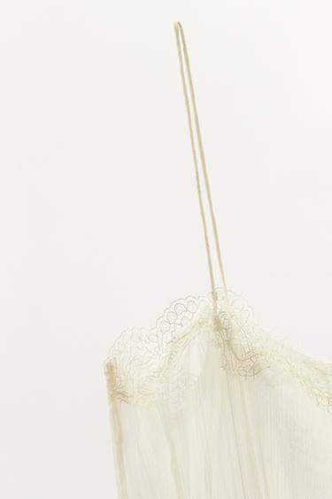 PLEATED LACE GEORGETTE TOP - Mid-ecru by Zara - Image 5