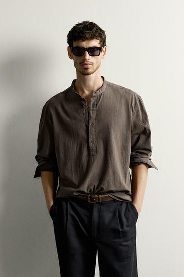 CREASED-EFFECT POLO SHIRT - Brown / Taupe by Zara