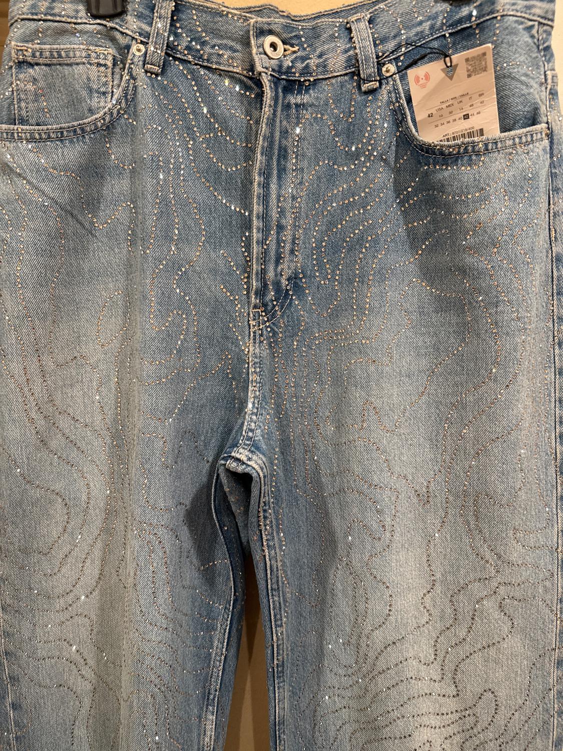 TRF HIGH-WAISTED STRAIGHT SHINY JEANS - Image 7