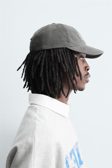 CONTRAST EMBROIDERY CAP - Grey by Zara - Image 1