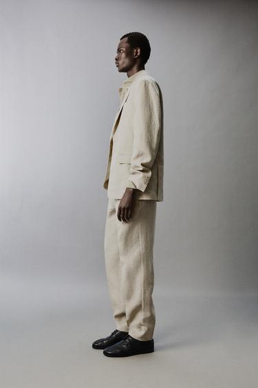 PANTALON DE COSTUME 100% LIN - Beige clair de Zara - Image 3