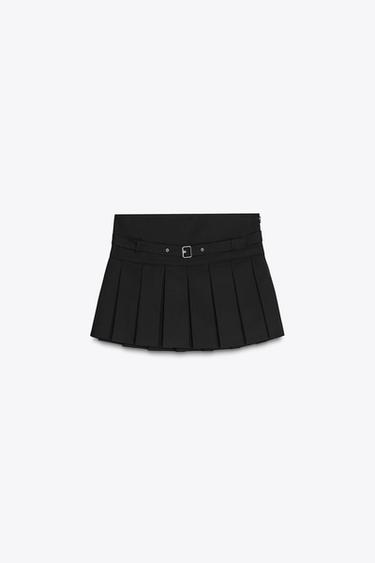 FALDA PANTALÓN TABLAS CINTURÓN - Negro de Zara
