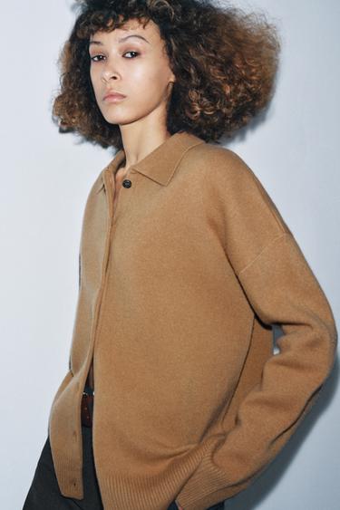 CHAQUETA 95% LANA OVERSIZE - Tostado de Zara