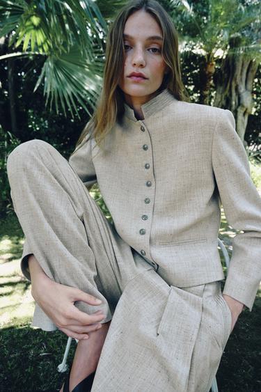 ZW COLLECTION STRAIGHT-LEG TOPSTITCH TROUSERS - Beige by Zara - Image 3
