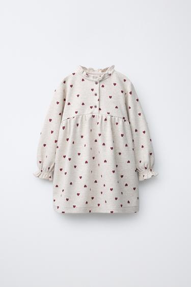 VESTIDO ESPIGA ESTAMPADO CORAZONES - Burgundy de Zara