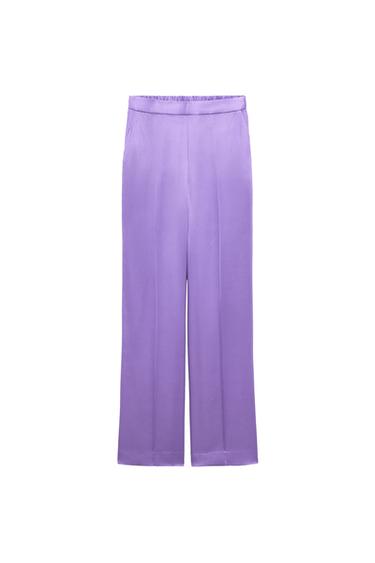 STRAIGHT FIT SATIN TROUSERS