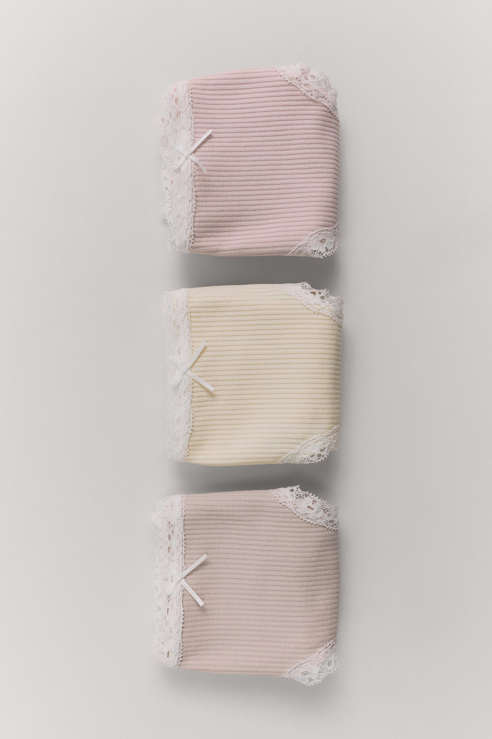 AGES 6-14/ THREE-PACK OF LACE TRIM UNDERWEAR — Pink