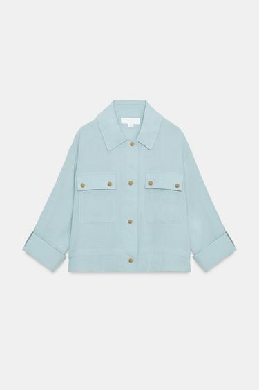 JACKET WITH POCKETS - Mid-blue by Zara