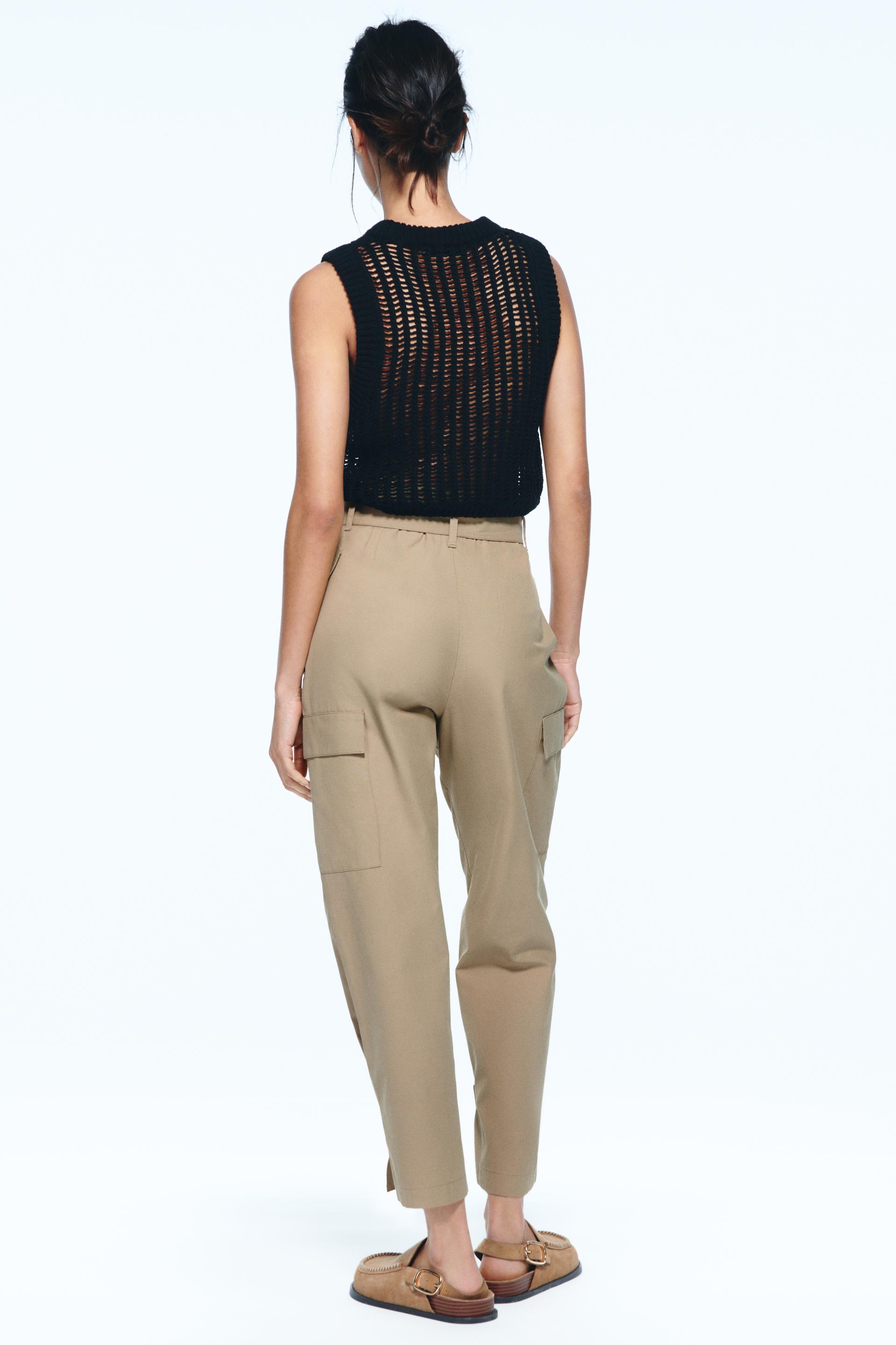 Image 1 of BELTED CARGO TROUSERS from Zara