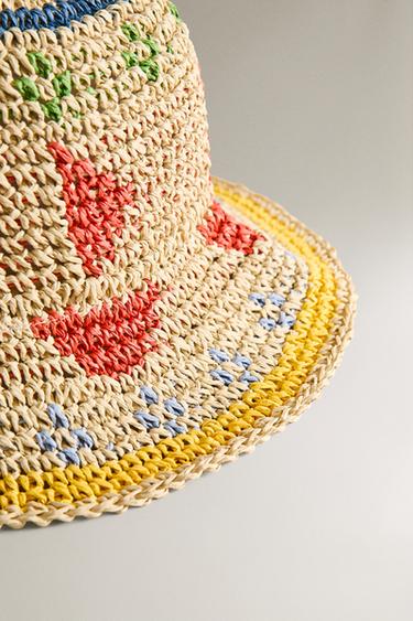 KIDS' PRINTED PAPER BEACH HAT - Light beige by Zara - Image 2