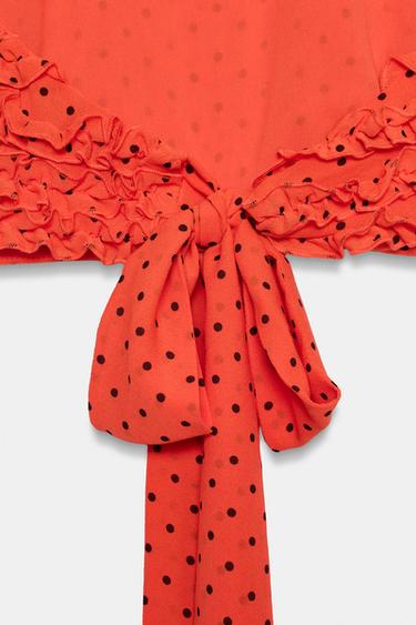 HALTER NECK RUFFLED DOTS TOP - Reddish by Zara - Image 9