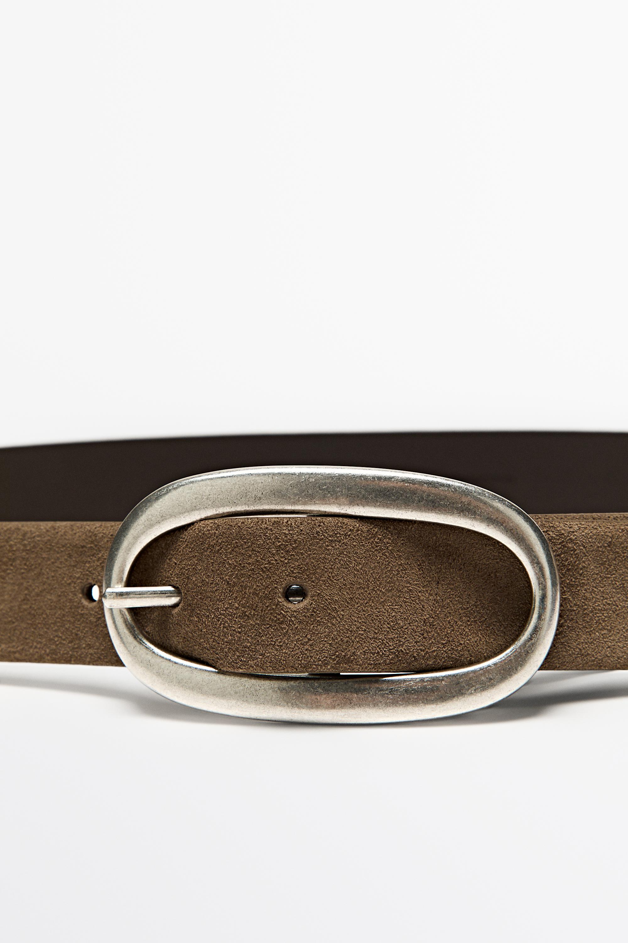 Split suede leather belt — Black gold