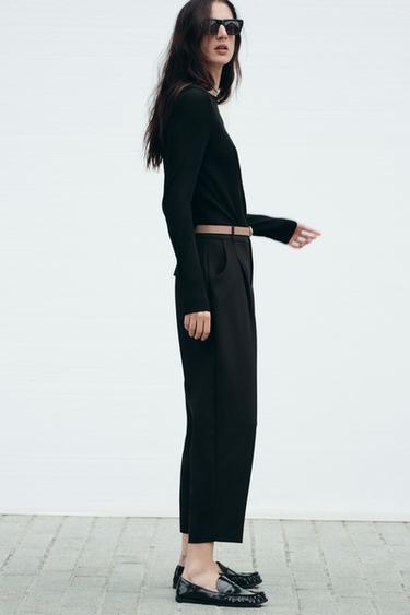 PLEATED TROUSERS WITH BELT - Black by Zara - Image 0