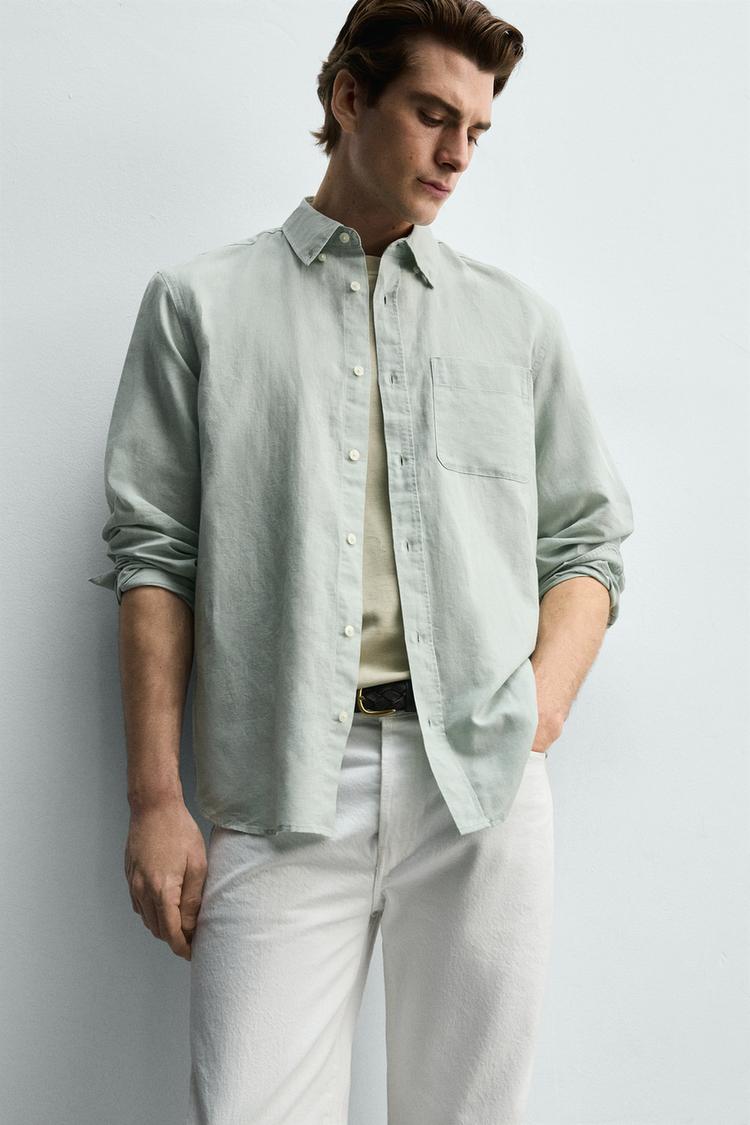 Camisa de mezcla de lino de corte regular 5