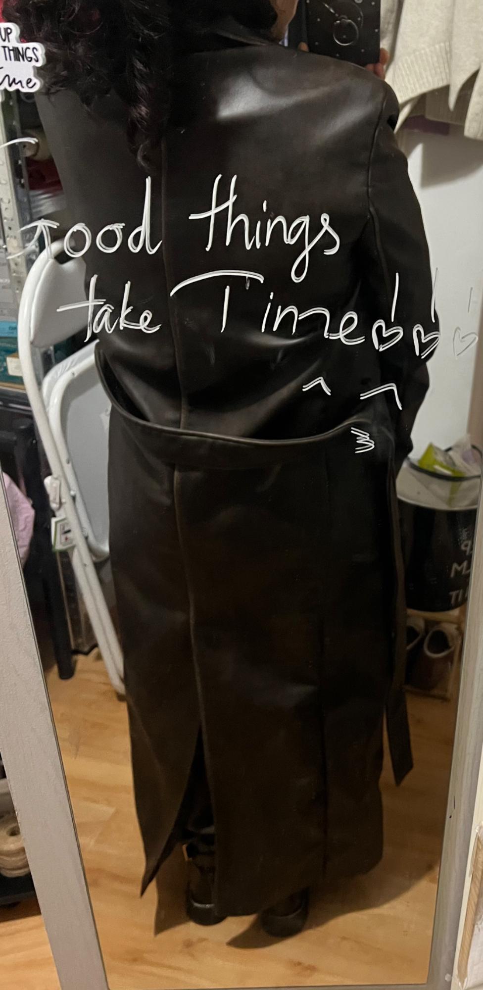 DISTRESSED FAUX LEATHER COAT - Image 5
