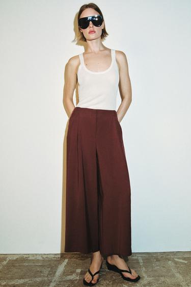 DARTED CULOTTES - Burgundy by Zara