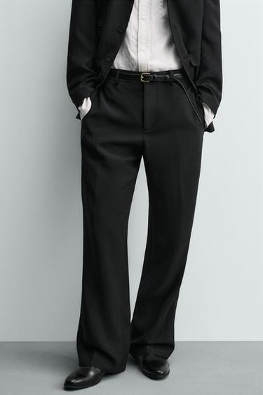 PANTALÓN TRAJE RELAXED FIT VISCOSA - LINO - Negro de Zara