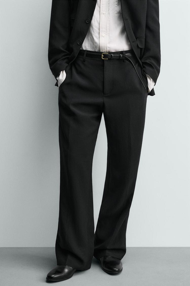 ZARA RELAXED FIT VISCOSE - LINEN SUIT TROUSERS