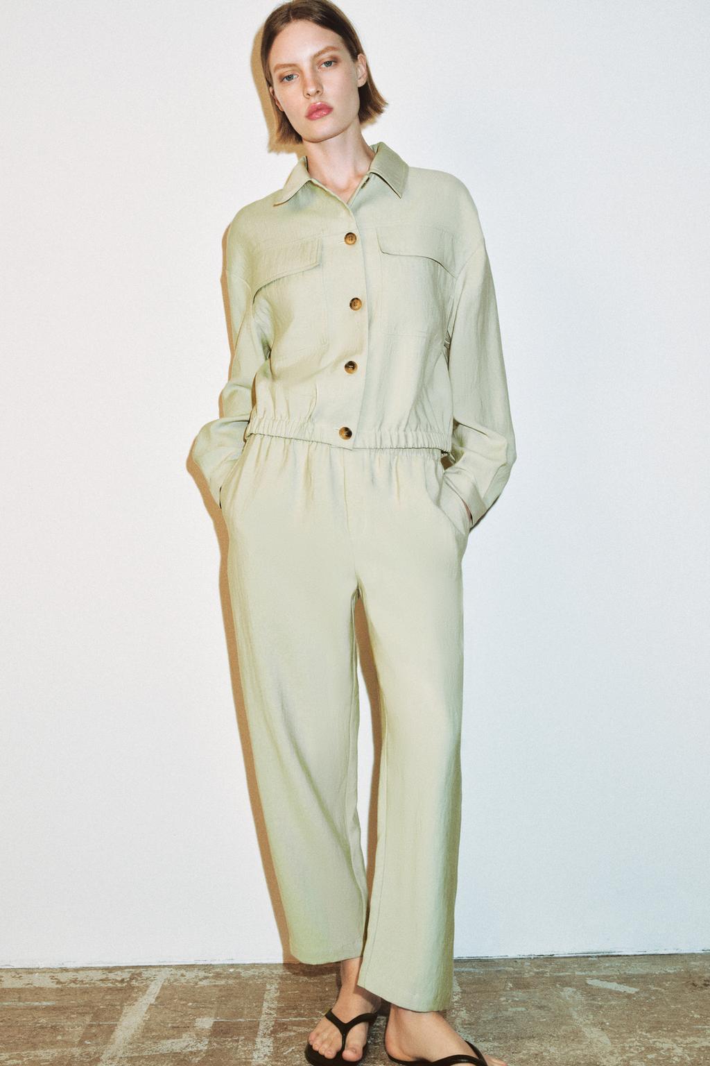 ELASTIC WAIST TAPERED PANTS