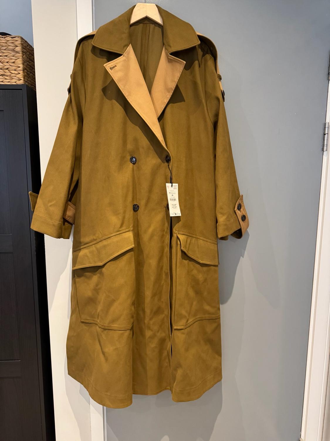 ZW COLLECTION LONG CONTRAST TRENCH COAT - Image 2