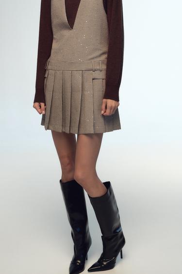 CHECKED PINAFORE DRESS WITH PLEATS - Multicoloured by Zara