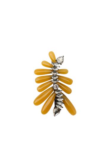 RESIN AND JEWEL BROOCH - Yellow by Zara
