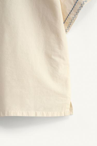 LIMITED EDITION EMBROIDERED TOPSTITCHED SHIRT - Ecru by Zara - Image 7