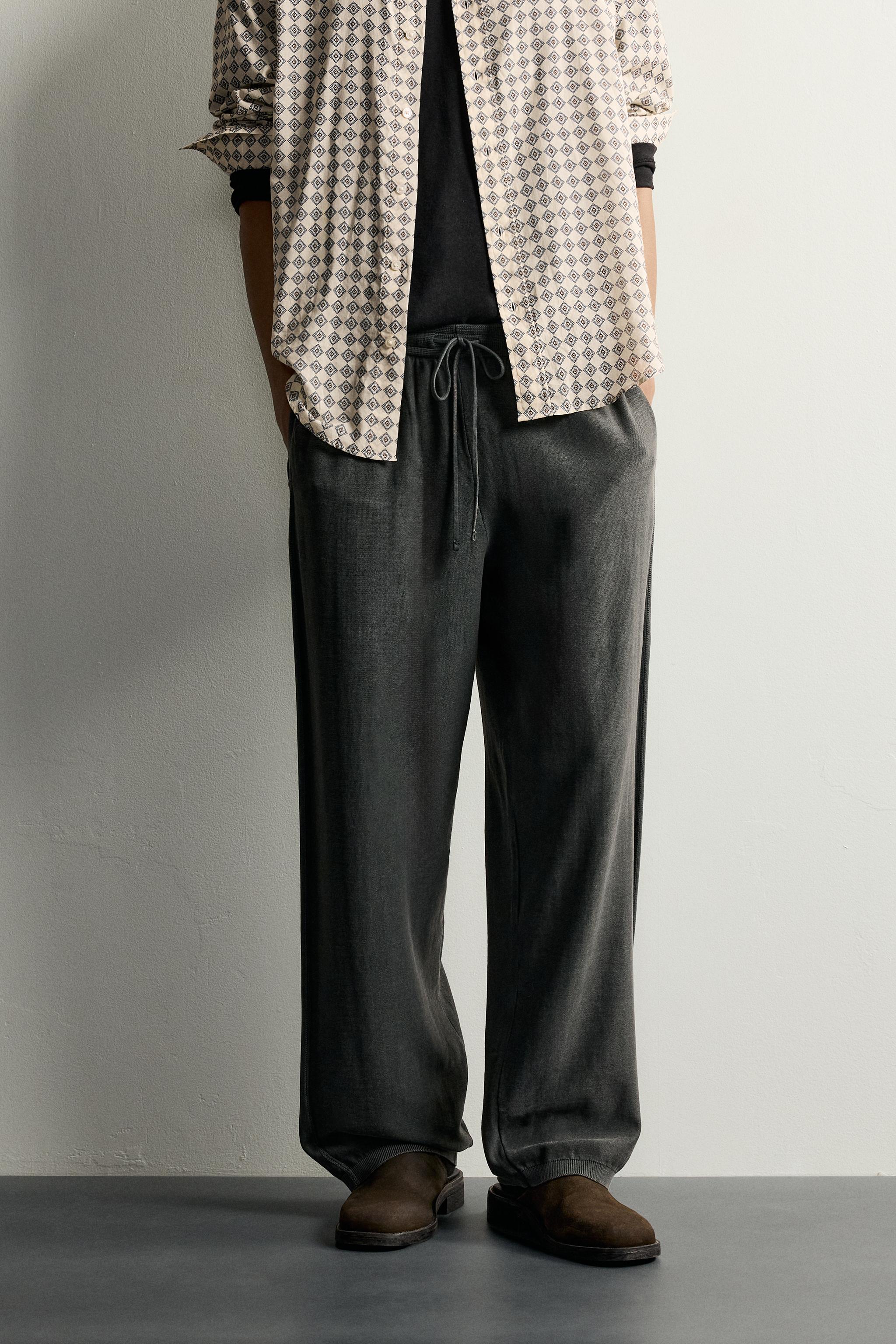 Мужские брюки Zara COTTON KNIT RELAXED FIT PANTS — фото 2
