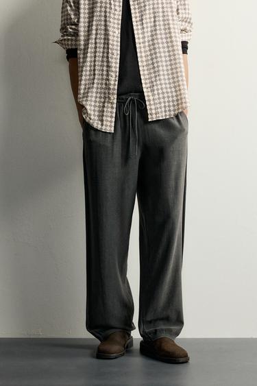 COTTON KNIT RELAXED FIT PANTS — Faded black 2