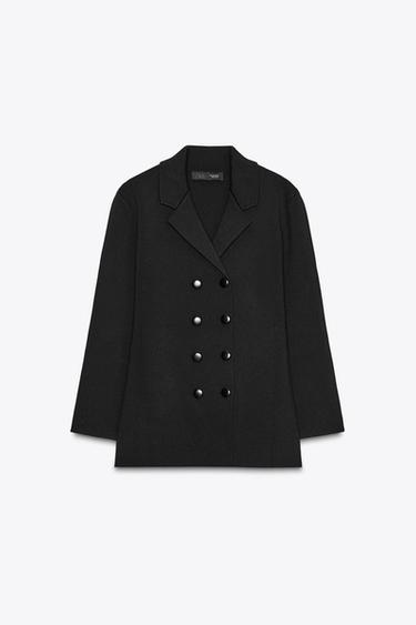 Zara KNIT WRAP JACKET - Black
