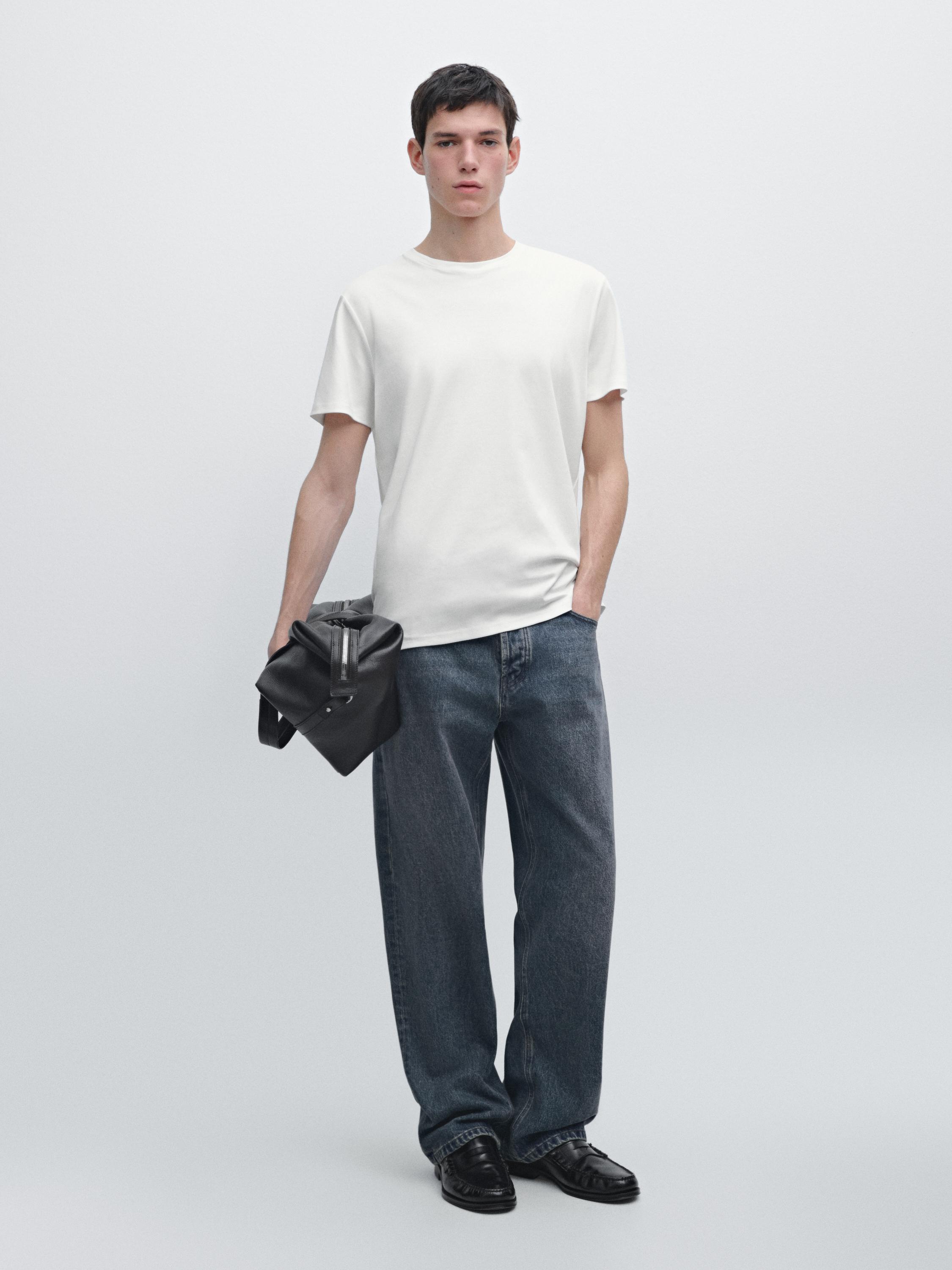 100% mercerised cotton T-shirt — Ecru