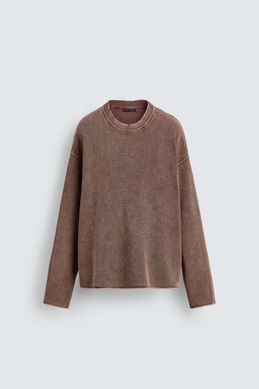 Zara WAFFLE TEXTURED SWEATER - Red