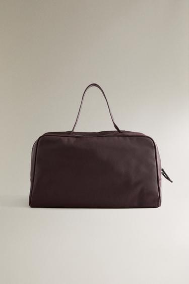 BOLSO VIAJE PIEL - Rojo Burdeos de Zara