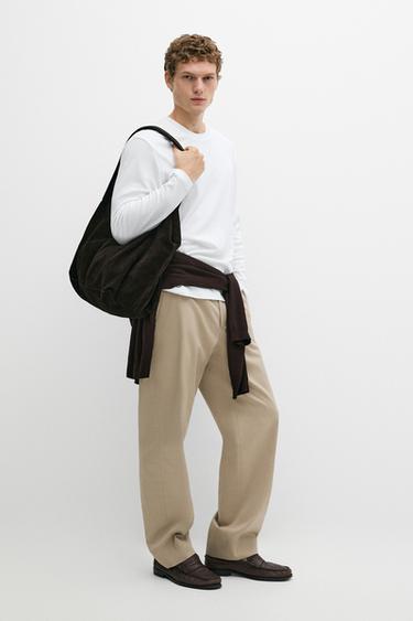 Zara 100% cotton wide-leg pants - Khaki - Image 0
