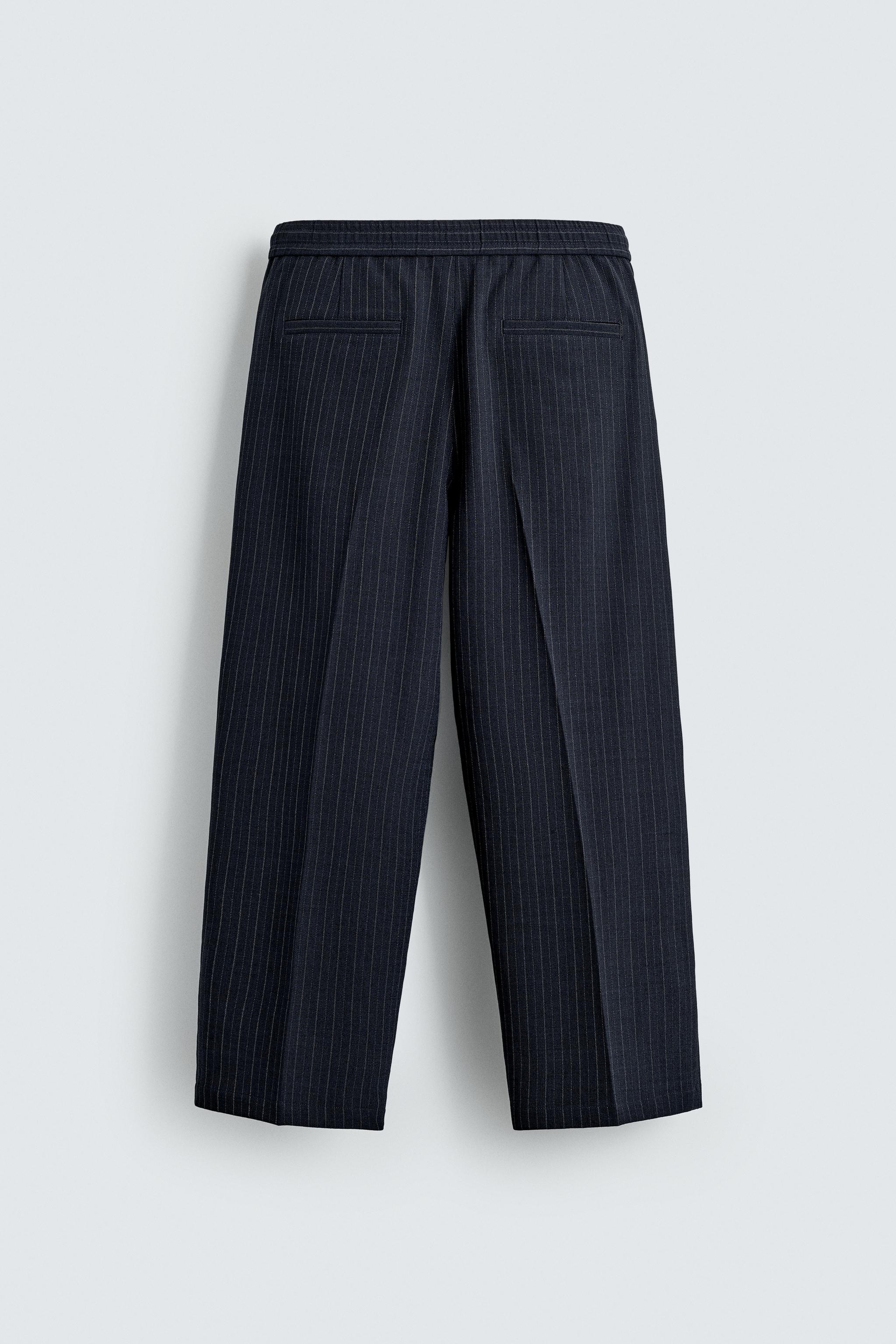 リラックスフィットピンストライプ柄パンツ - ネイビーブルー | ZARA