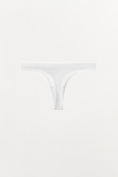 TANGA POINTELLE FLEUR - Blanc de Zara - Image 4