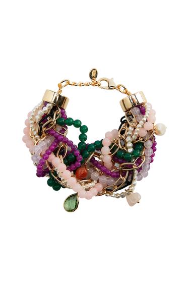 BRAIDED BRACELET WITH PEARLS AND STONES