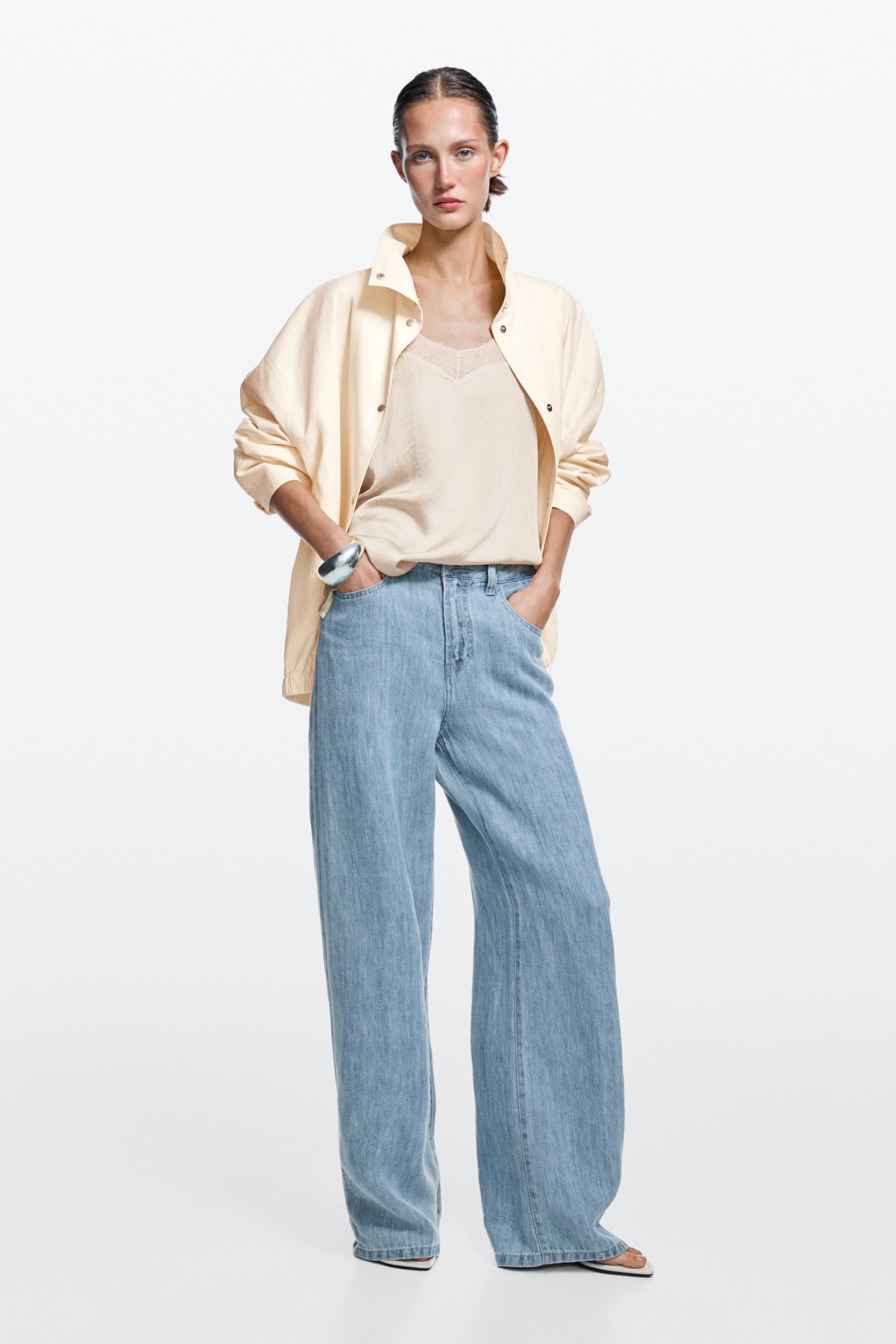 Jean barrel fit taille haute 100 % lin
