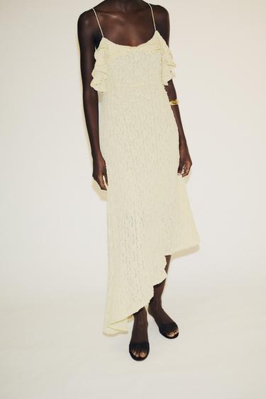 STUDDED LACE DRESS - Yellow by Zara - Image 1