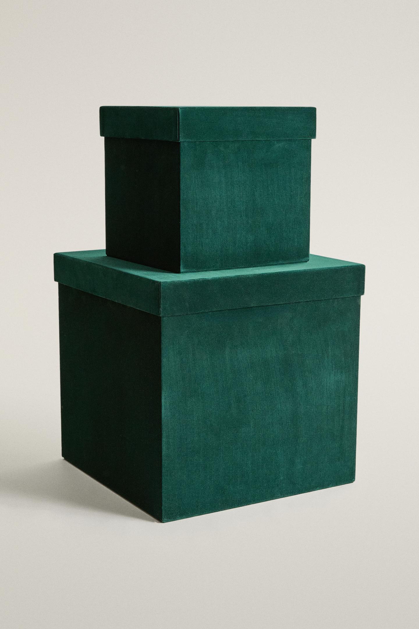 Zara Square Velvet Christmas Box, цвет: Зелёный — фото 2
