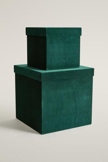 SQUARE VELVET CHRISTMAS BOX — Green 2