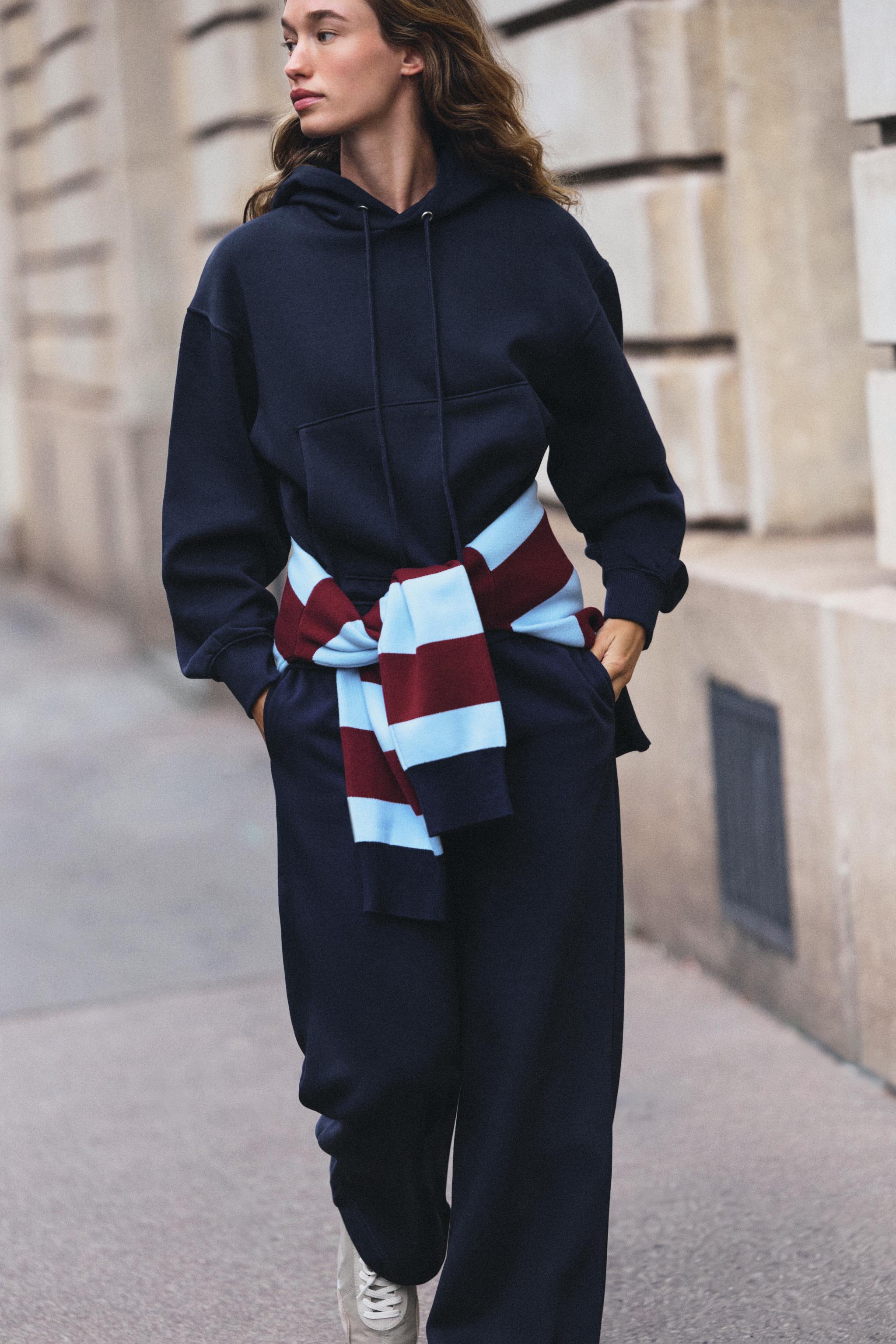Zara BASIC KAPÜŞONLU SWEATSHIRT