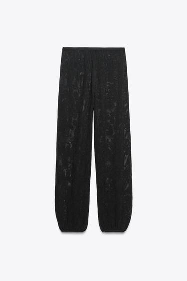 FLORAL STRUCTURE KNIT TROUSERS - Black by Zara - Image 6