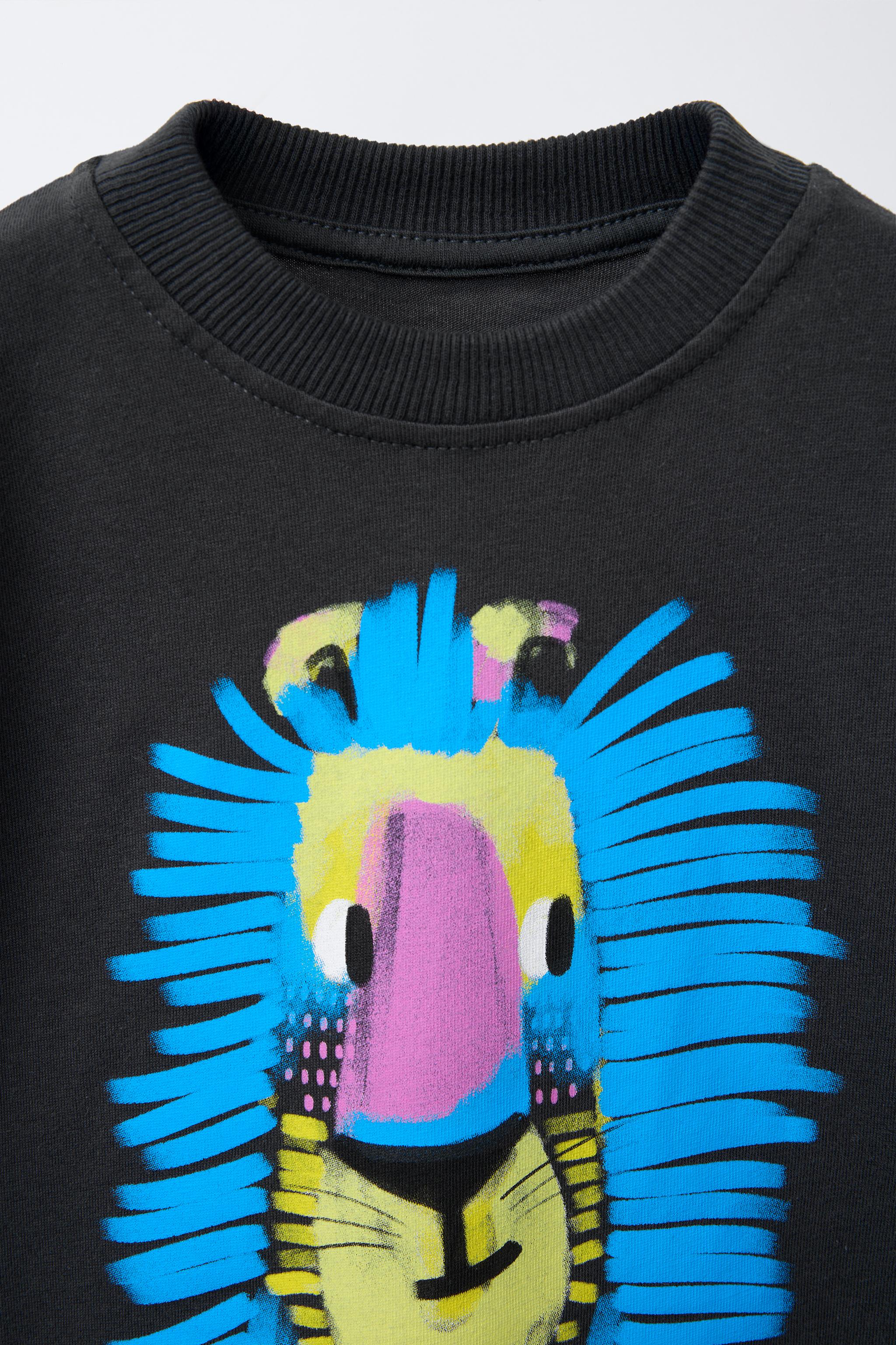[NG] ANIMAL WAPPEN SHORT SLEEVE T-SHIRT ★大人気★ ANIMAL PRINT T-SHIRT - Anthracite grey | ZARA United States
