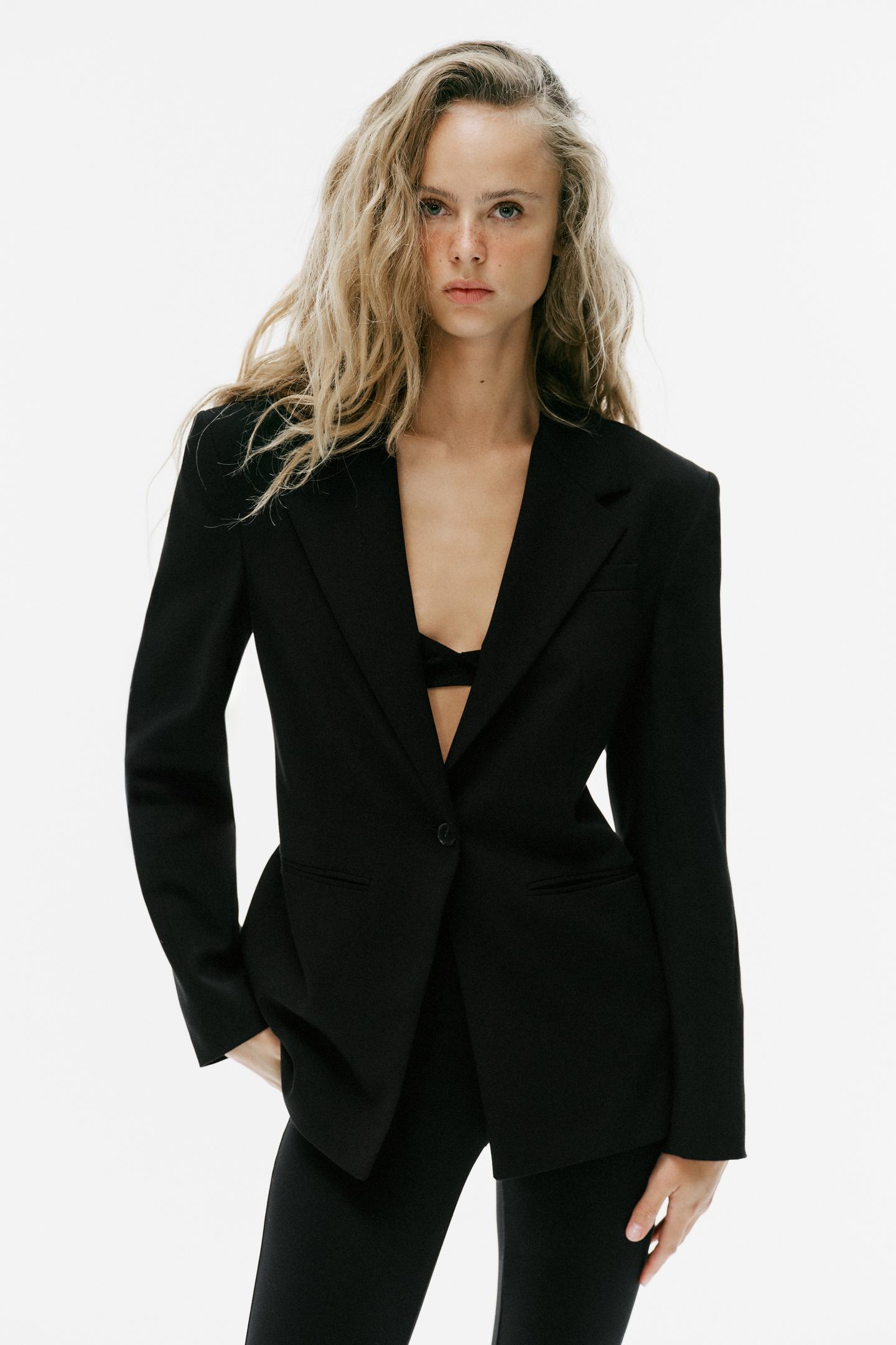 Женский пиджак Zara Oversized Blazer with Back Vent, цвет: Чёрный — фото 2