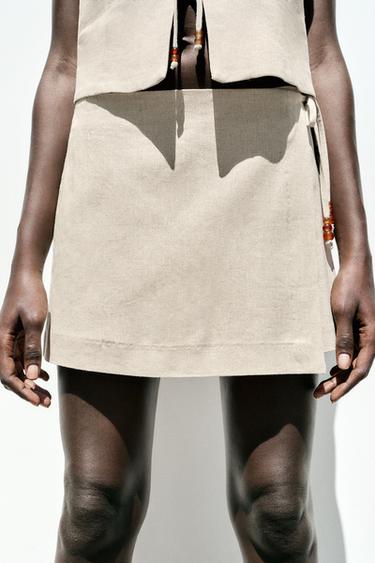 BERMUDA AVEC LIN FANTAISIE - Beige clair de Zara - Image 5